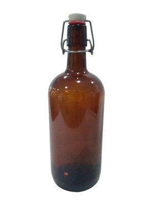 Бутылка с бугельной пробкой 1 литр коричневая - фото 21358
