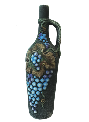 Бутылка грузинская глиняная "Виноград" - фото 9917