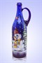 Бутылка 1 литр с ручкой синее стекло ручная роспись 1445 - фото 4458